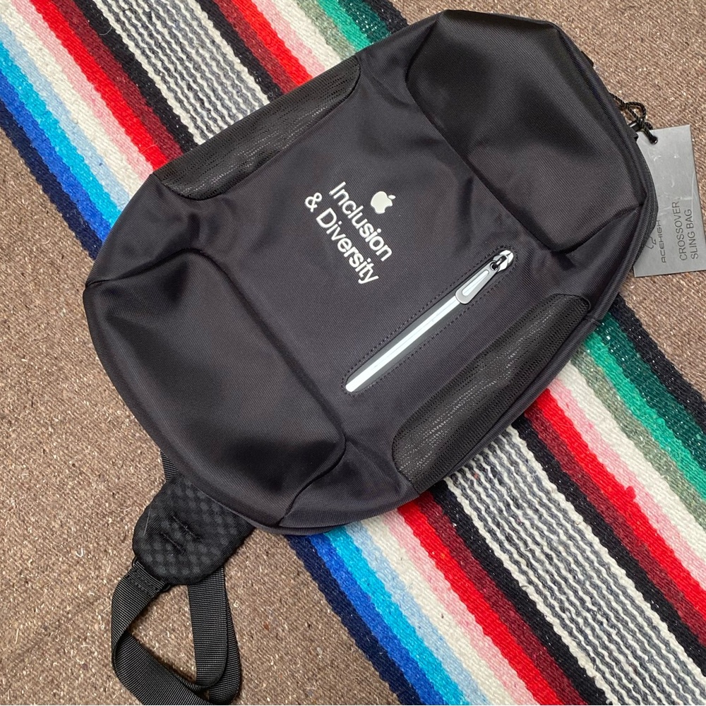 New Ace High Black Crossover Sling Bag Apple Company Logo - Picture 2 of 11